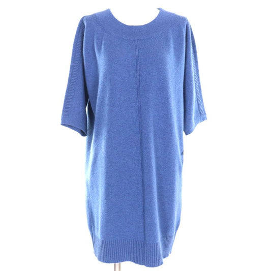 Hermes 100% Cashmere Knee-length Short-sleeved Knit Dress With Silver H Logo