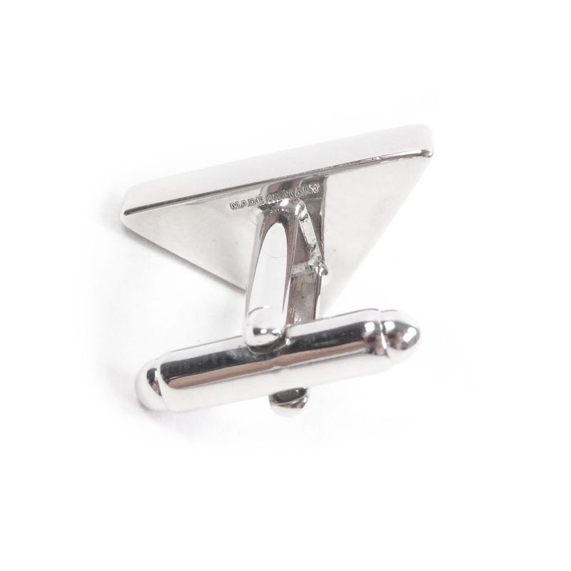 Prada Rhinestone Triangle Logo Cufflinks Button Cufflinks Silver With Box Made