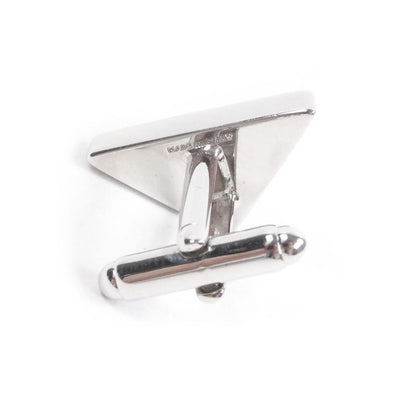Prada Rhinestone Triangle Logo Cufflinks Button Cufflinks Silver With Box Made