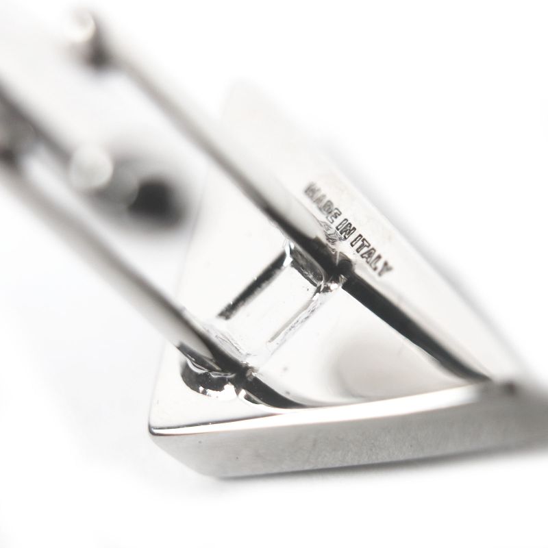 Prada Rhinestone Triangle Logo Cufflinks Button Cufflinks Silver With Box Made