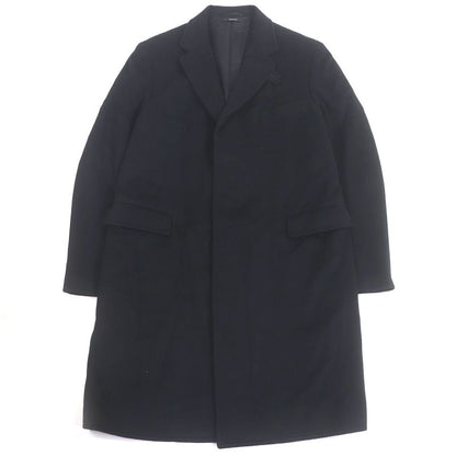 Hermes 100% Cashmere Collar Lined Lamb Leather Fly Front Chester Coat Long