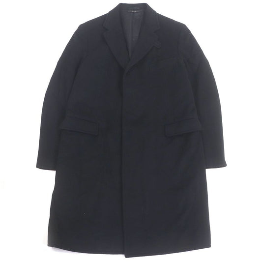 Hermes 100% Cashmere Collar Lined Lamb Leather Fly Front Chester Coat Long