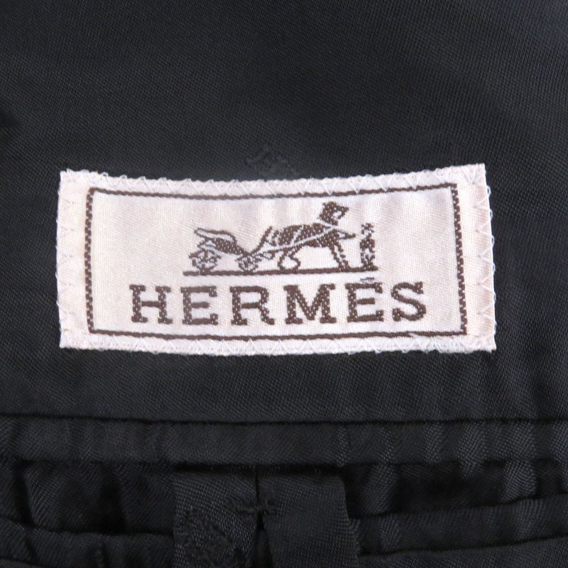 Hermes 100% Cashmere Collar Lined Lamb Leather Fly Front Chester Coat Long