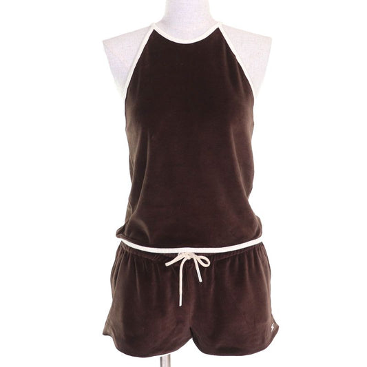 Celine 25SS 2x79m748q/2z733748q Triomphe Velvet Tank Top Shorts Setup Chocolate