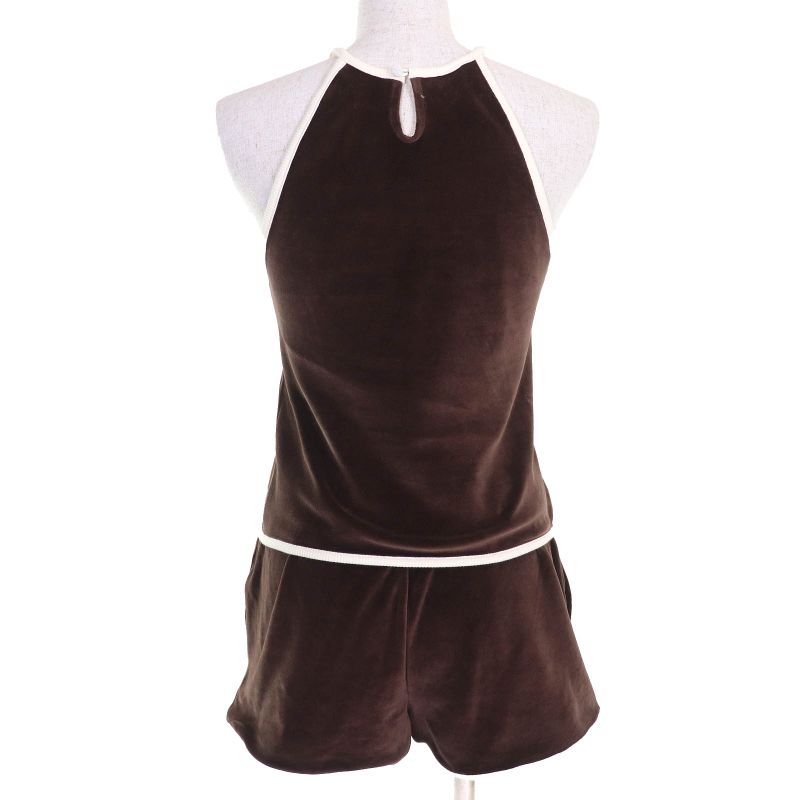 Celine 25SS 2x79m748q/2z733748q Triomphe Velvet Tank Top Shorts Setup Chocolate