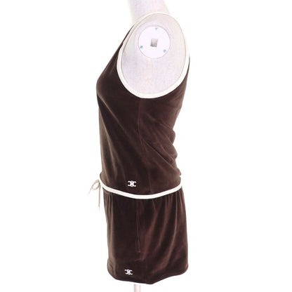 Celine 25SS 2x79m748q/2z733748q Triomphe Velvet Tank Top Shorts Setup Chocolate