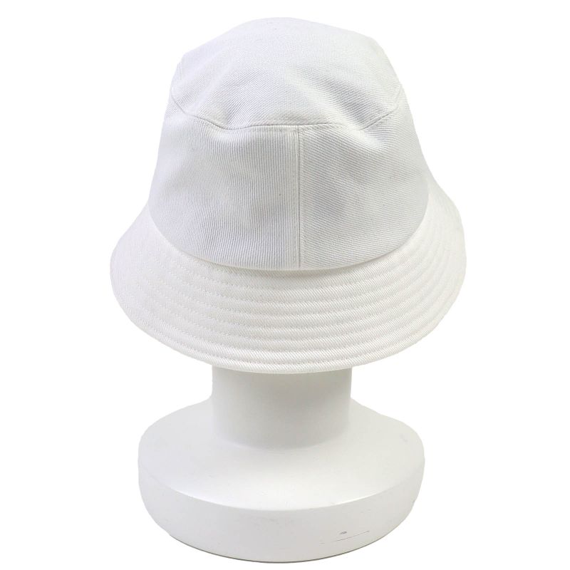 CHANEL 22P 100% Cotton Logo Rhinestone Bucket Hat White L Genuine
