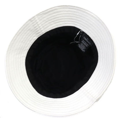 CHANEL 22P 100% Cotton Logo Rhinestone Bucket Hat White L Genuine