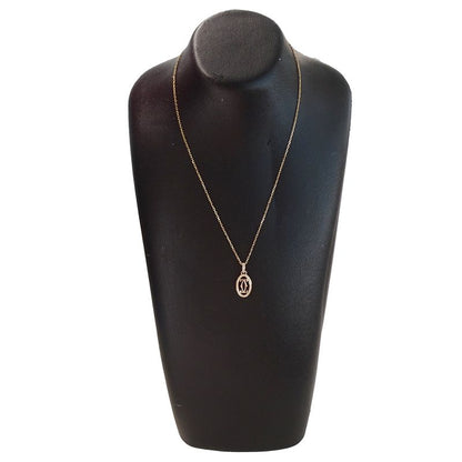 Cartier Necklace Ladies Brand 750pg Diamond Logo Double C Pink Gold Jewelry