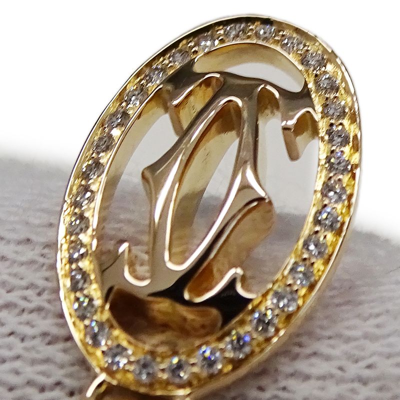 Cartier Necklace Ladies Brand 750pg Diamond Logo Double C Pink Gold Jewelry
