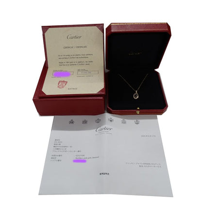 Cartier Necklace Ladies Brand 750pg Diamond Logo Double C Pink Gold Jewelry