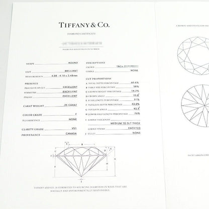 Tiffany & Co Solitaire Necklace Pt950 D0.25ct F-vs1-ex