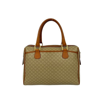 Celine Vintage Macadam Pattern Triomphe Logo Leather Handbag