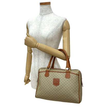 Celine Vintage Macadam Pattern Triomphe Logo Leather Handbag