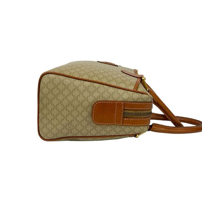 Celine Vintage Macadam Pattern Triomphe Logo Leather Handbag