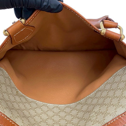 Celine Vintage Macadam Pattern Triomphe Logo Leather Handbag