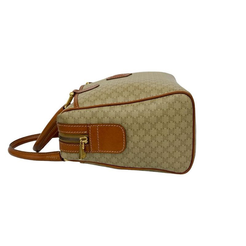 Celine Vintage Macadam Pattern Triomphe Logo Leather Handbag