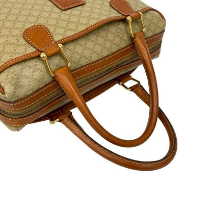 Celine Vintage Macadam Pattern Triomphe Logo Leather Handbag
