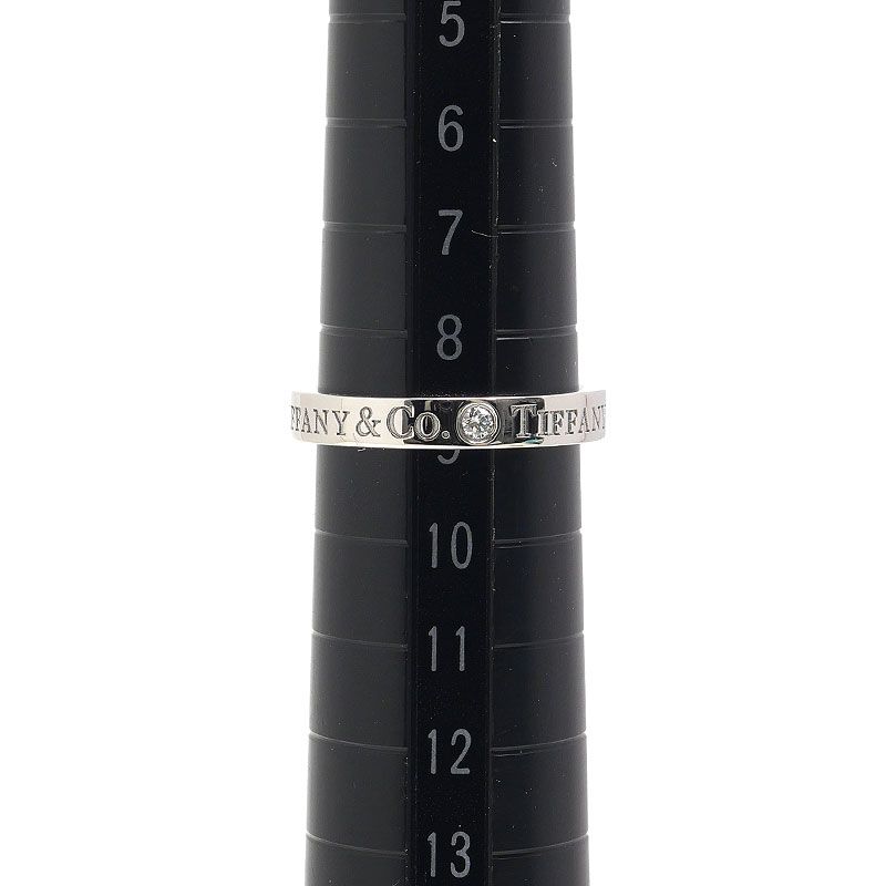 Tiffany & Co Flat Band Ring Approx 9 Pt950 3 Diamonds