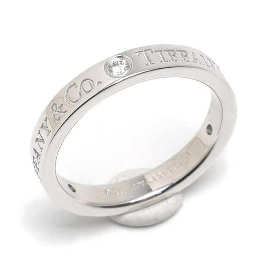 Tiffany & Co Flat Band Ring Approx 9 Pt950 3 Diamonds
