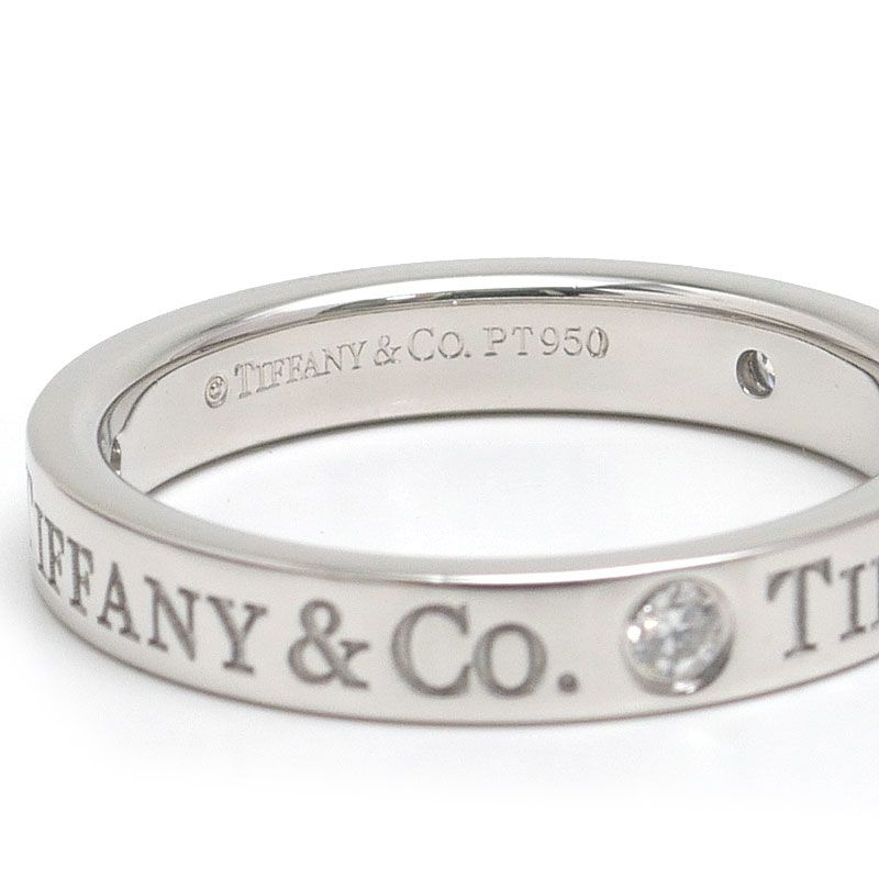 Tiffany & Co Flat Band Ring Approx 9 Pt950 3 Diamonds