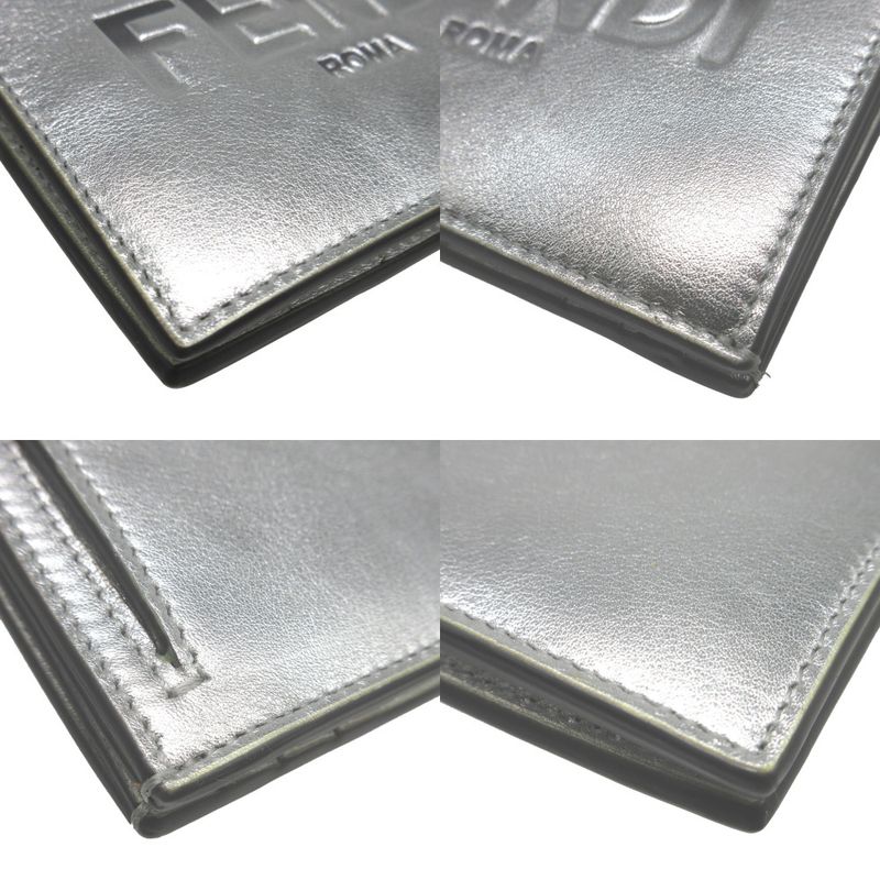 Fendi Compact Wallet 8m0468 Leather Silver Bifold Wallet Purse 0162 Fendi