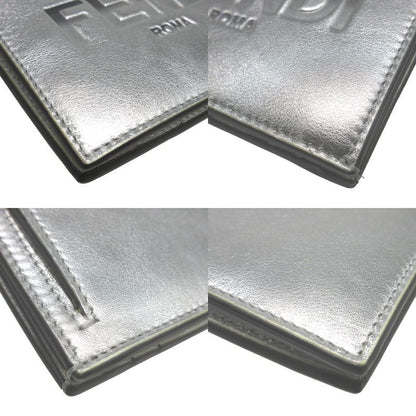 Fendi Compact Wallet 8m0468 Leather Silver Bifold Wallet Purse 0162 Fendi