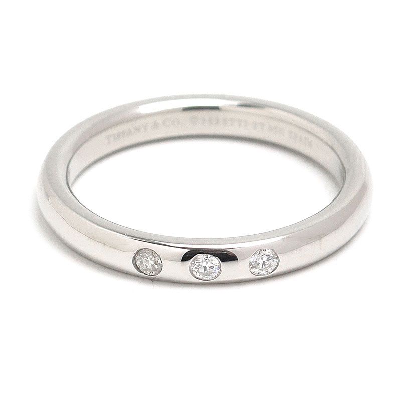 Tiffany & Co Stacking Band Ring Approx 11.5 Size Pt950 3 Diamonds