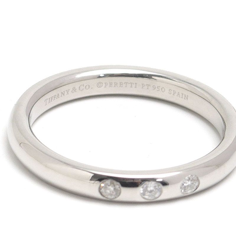 Tiffany & Co Stacking Band Ring Approx 11.5 Size Pt950 3 Diamonds