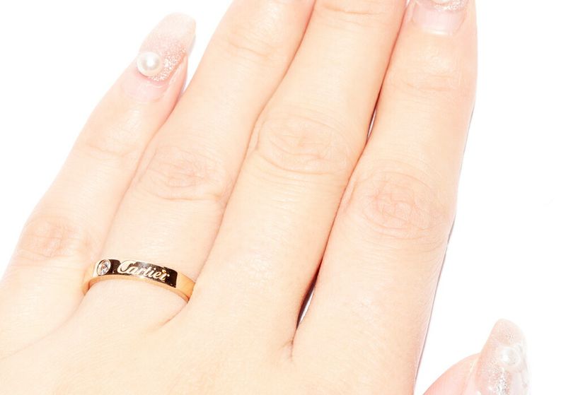 Cartier Ring 18K Pink Gold Diamond 1p(003ct) C De Cartier Engraved Ring B40864