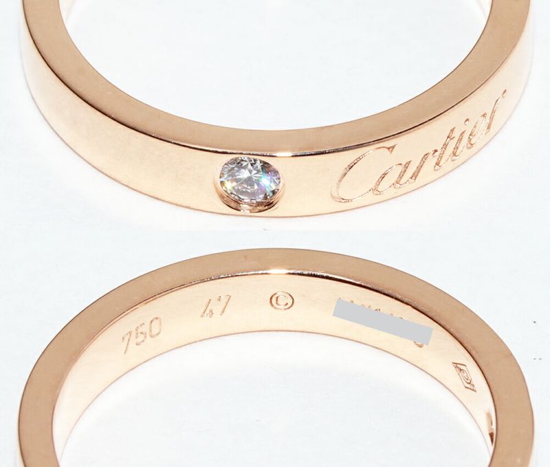 Cartier Ring 18K Pink Gold Diamond 1p(003ct) C De Cartier Engraved Ring B40864