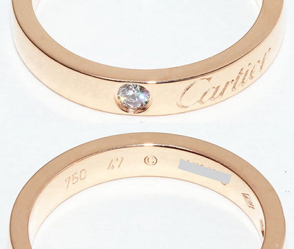 Cartier Ring 18K Pink Gold Diamond 1p(003ct) C De Cartier Engraved Ring B40864