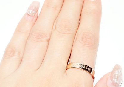 Tiffany & Co Ring 18K Pink Gold T&CO Flat Band Ring Width 4mm (016in)