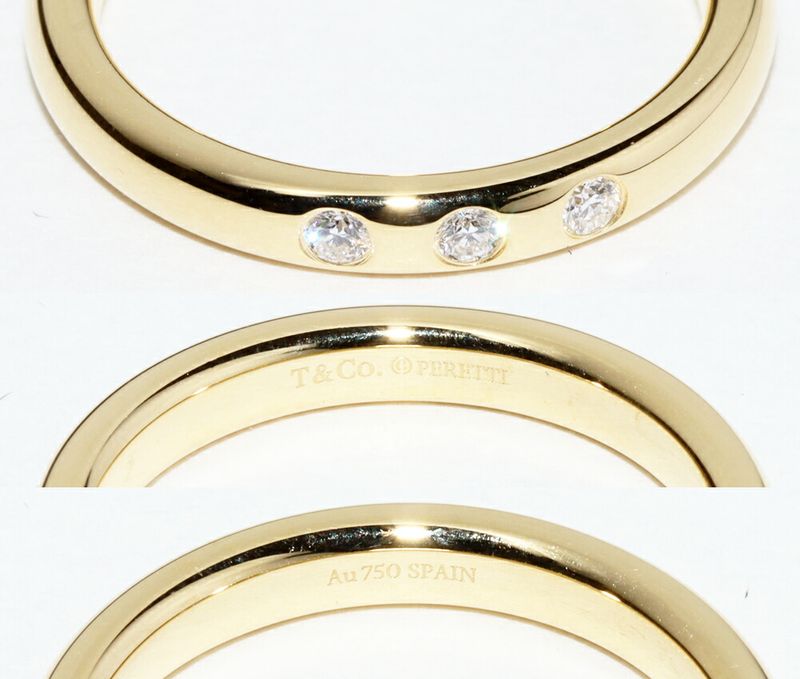 Tiffany & Co Ring 18K Yellow Gold With 3P Diamonds (006ct) Elsa Peretti