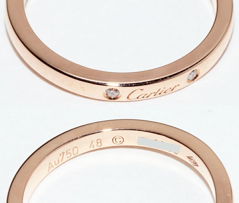 Cartier Ring 18K Pink Gold 3P Diamonds (total 003ct) Ballerina Wedding Ring