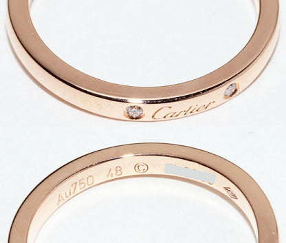 Cartier Ring 18K Pink Gold 3P Diamonds (total 003ct) Ballerina Wedding Ring