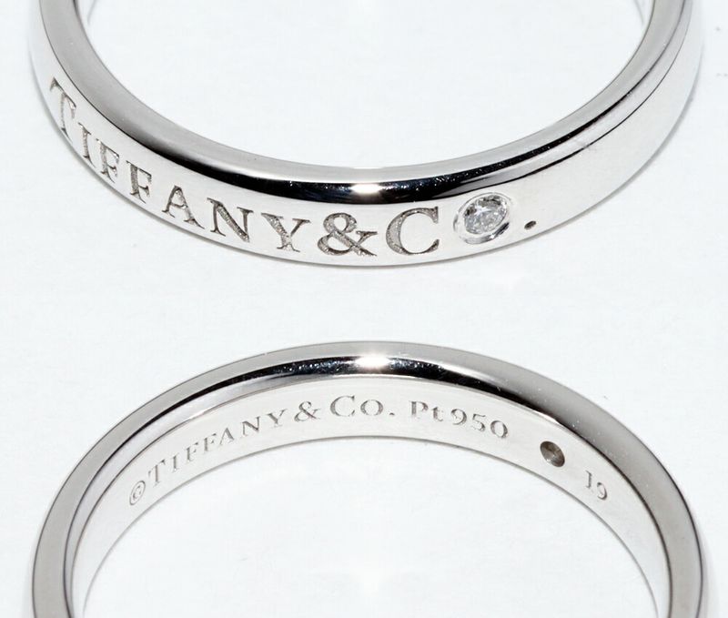 Tiffany & Co Ring Pt950 Diamond 1P (001ct) T&CO Band Ring Width 3mm (012in)