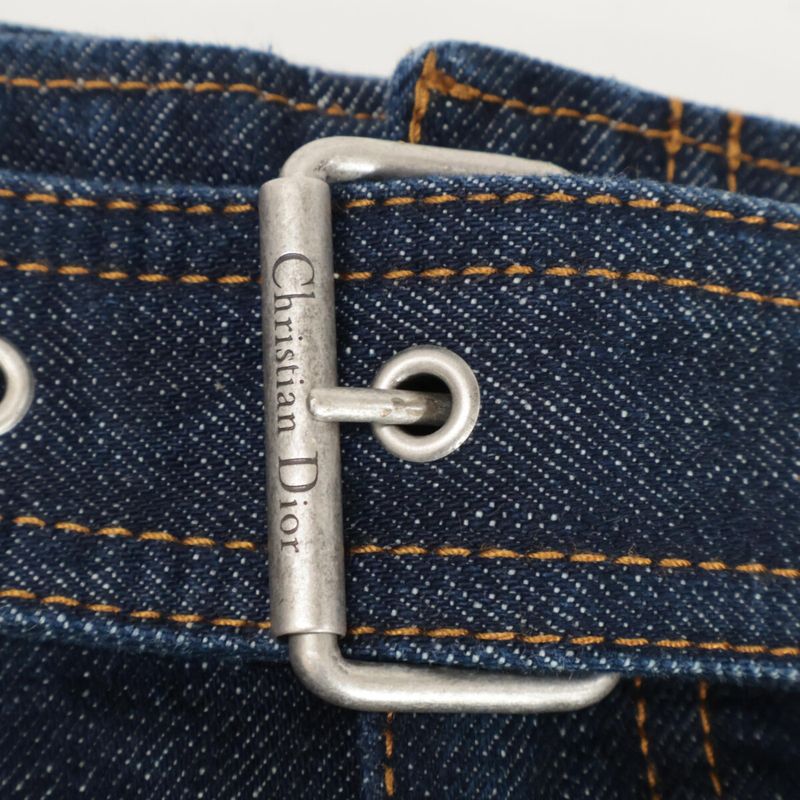 Christian DIOR Indigo 222j17a3524 Mini Denim Skirt With Belt 40