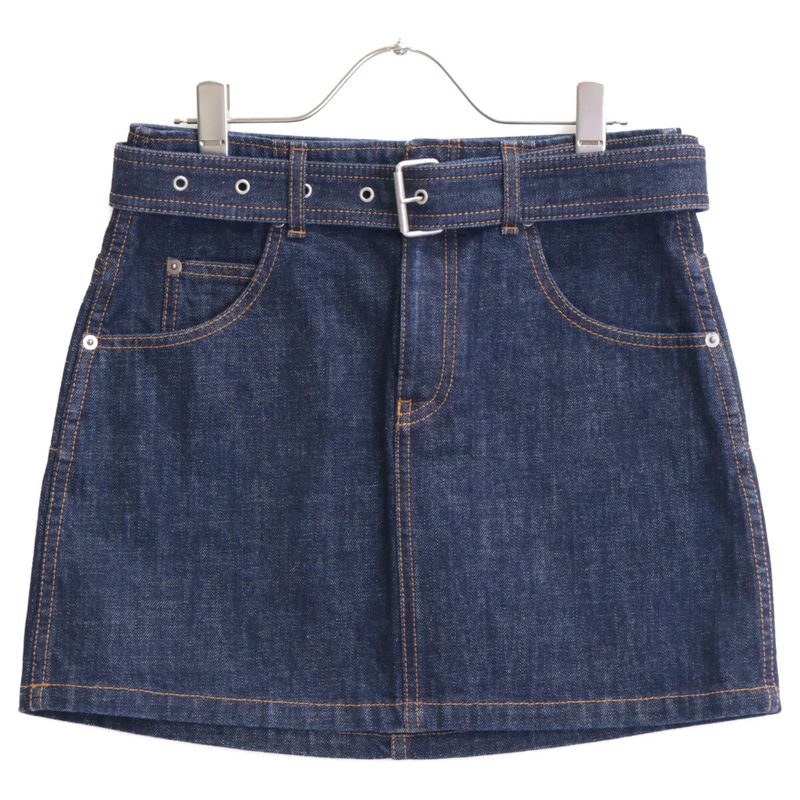 Christian DIOR Indigo 222j17a3524 Mini Denim Skirt With Belt 40