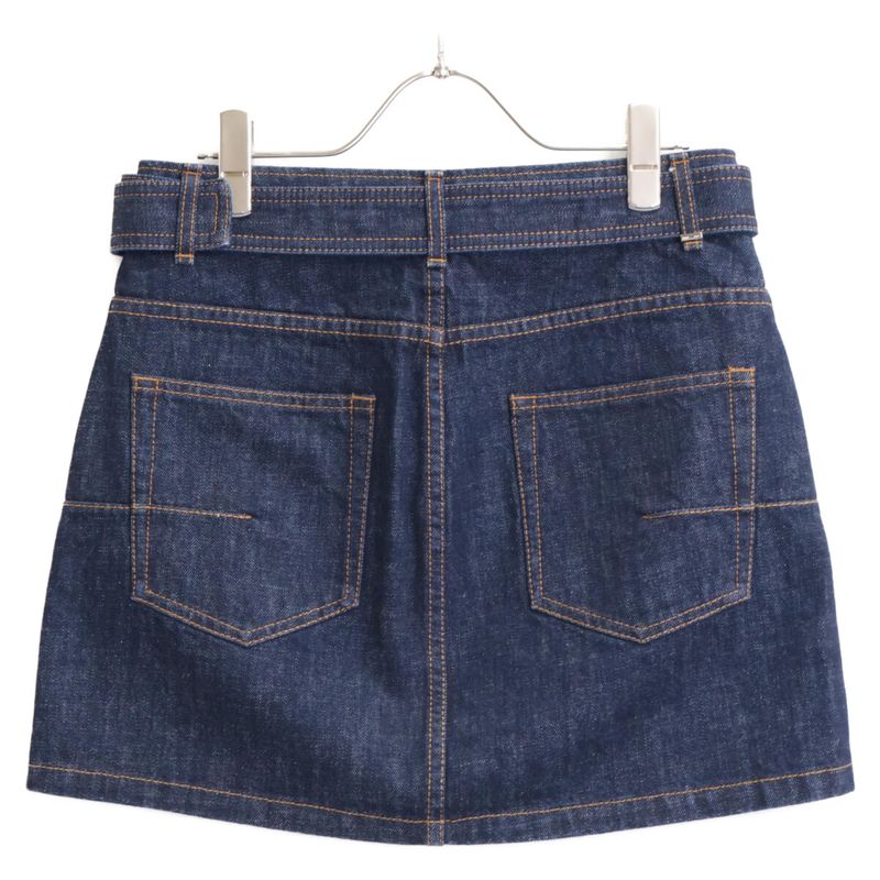 Christian DIOR Indigo 222j17a3524 Mini Denim Skirt With Belt 40