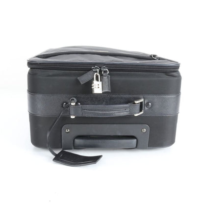 Prada Tessuto Nylon Triangle Logo Leather Suitcase Carry Bag Business Travel