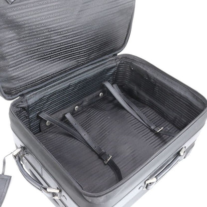 Prada Tessuto Nylon Triangle Logo Leather Suitcase Carry Bag Business Travel