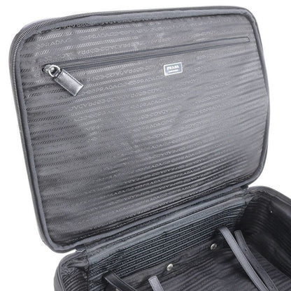 Prada Tessuto Nylon Triangle Logo Leather Suitcase Carry Bag Business Travel