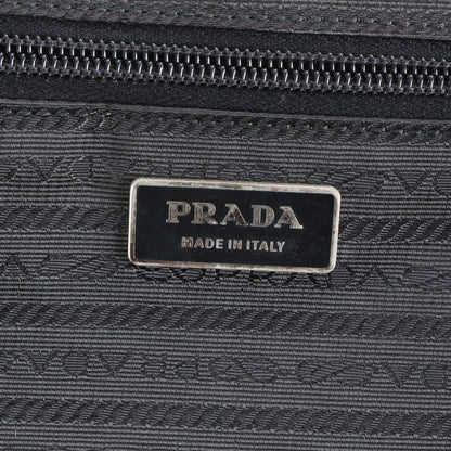 Prada Tessuto Nylon Triangle Logo Leather Suitcase Carry Bag Business Travel