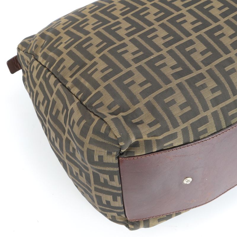 Fendi Zucca Leather Boston Bag Business Travel Tote Travel Business Gents 15418