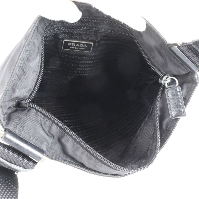 Prada Tessuto Nylon Triangle Logo Leather Shoulder Bag Crossbody Messenger