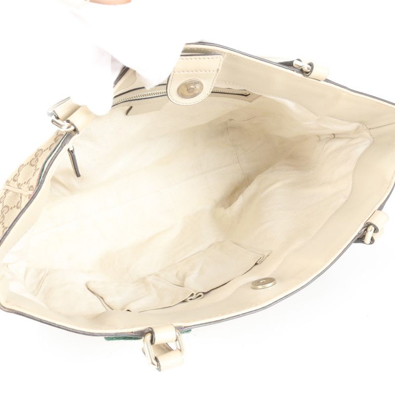 Gucci GG Canvas Sherry Ribbon Mayfair 257061 Leather Tote Bag Shoulder Women