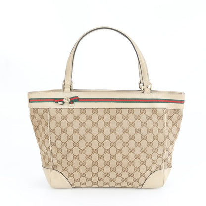 Gucci GG Canvas Sherry Ribbon Mayfair 257061 Leather Tote Bag Shoulder Women