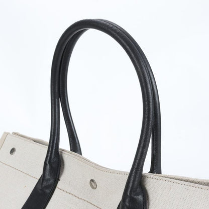 YSL Saint Laurent Paris Rive Gauche Leather Linen Tote Bag Shoulder Hand A4