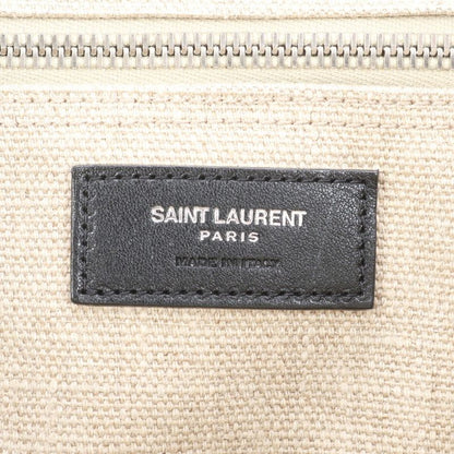 YSL Saint Laurent Paris Rive Gauche Leather Linen Tote Bag Shoulder Hand A4